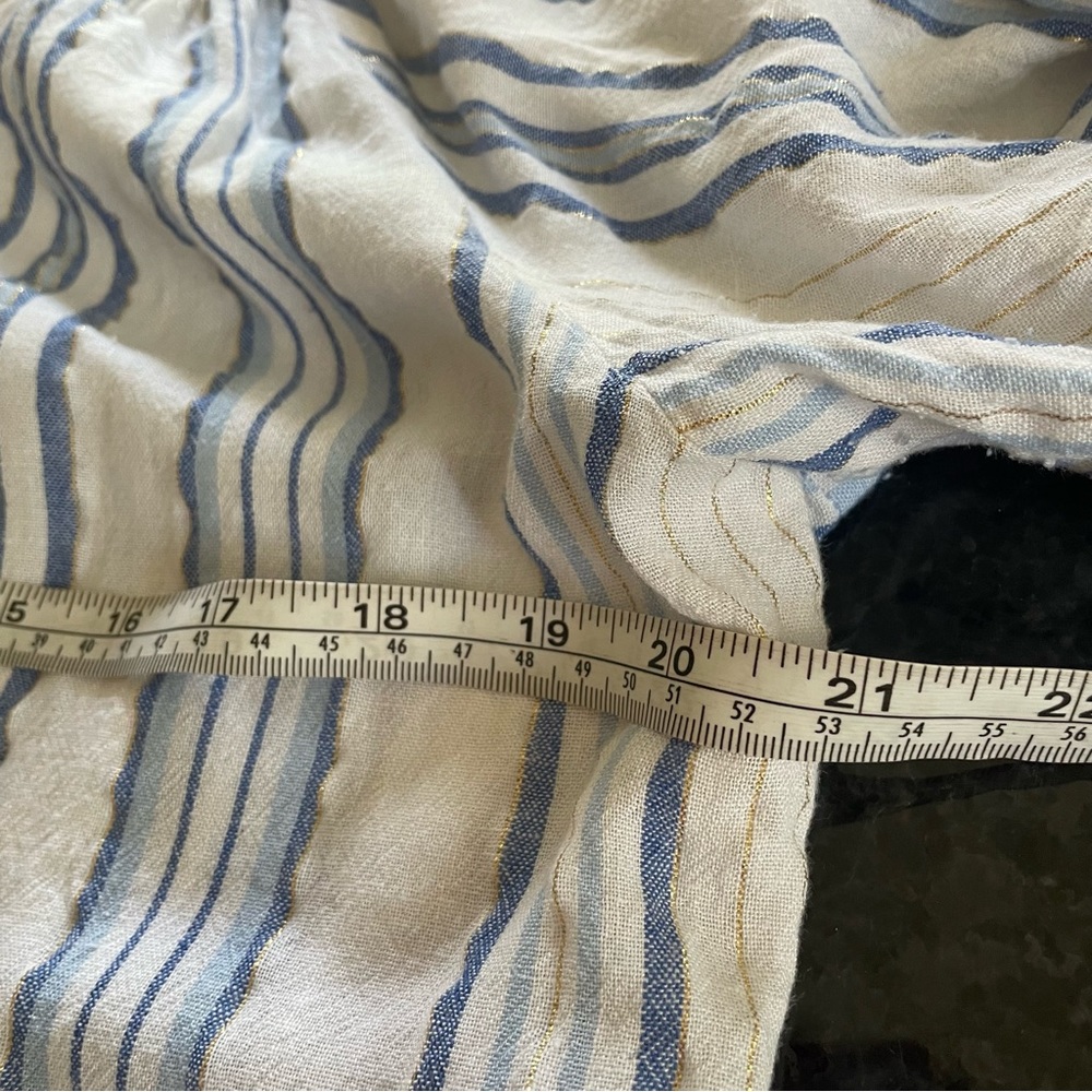 Cato blue and white striped with gold threads boho oversized swing Top size M - Picture 9 of 9
